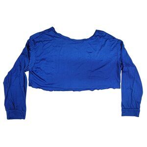 Crop Top Blue Long Sleeve Womens Large 100% Polyester New in Bag